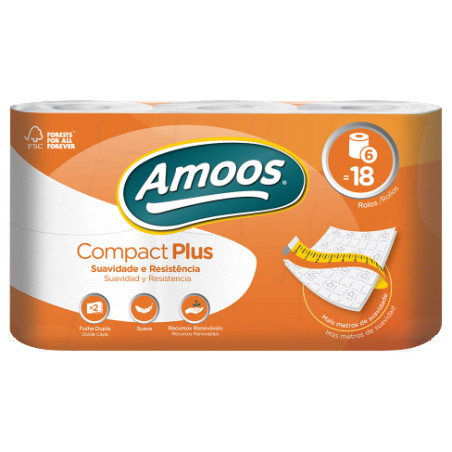 PAPEL HIGIENICO 2F COMPACT 48M AMOOS 6R