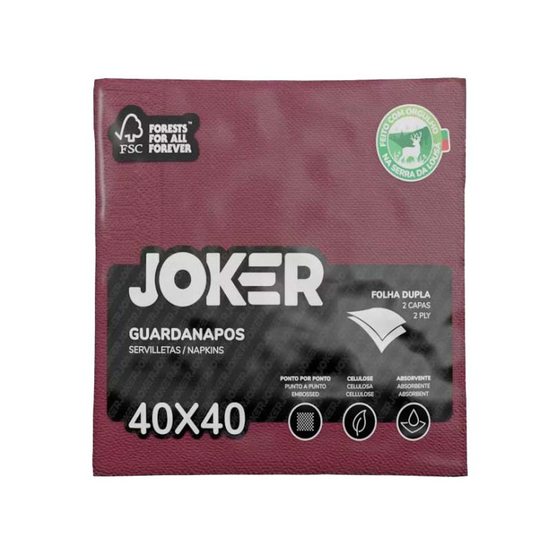 GUARDANAPOS 40X40 PP BORDEAUX JOKER 50UN