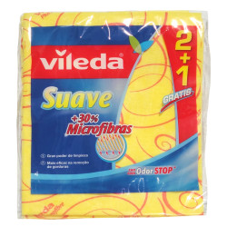 PANO AMARELO SUAVE COM MICROFIBRA 35X40CM VILEDA 2+1UN