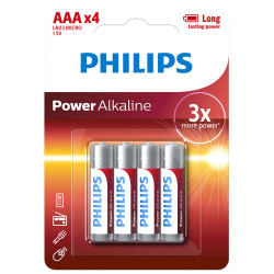 PILHA ALCALINA POWER AAA LR3 PHILIPS 4UN