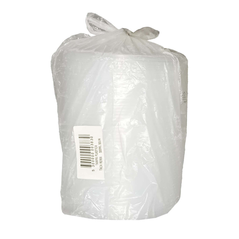 TAMPA PLASTICA PARA TACA ROMA 500ML 50UN