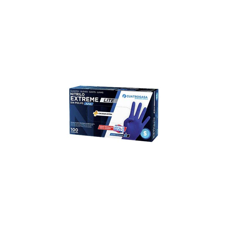 LUVAS NITRILO EXTREME AZUL SEM PO S CUATROGASA 100UN