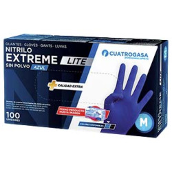 LUVAS NITRILO EXTREME AZUL SEM PO M CUATROGASA 100UN