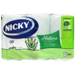 PAPEL HIGIENICO 3F 22,95M NATURE ALOE VERA NICKY 6R