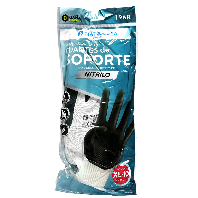 LUVAS SUPORTE POLIESTER COM NITRILO XL (10) BEHOLI 1PAR